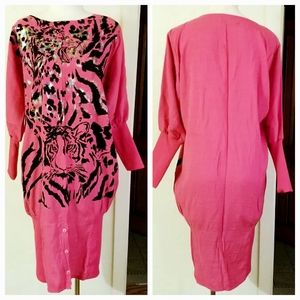 JADIS Vintage Glam Rock Holographic Tiger Dress L XL